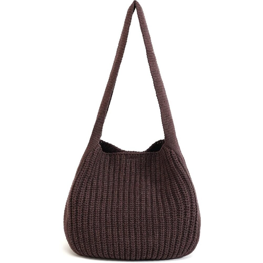 Women's Brown Shoulder Handbags Crocheted Bags Large Knit Bag Tote Bag